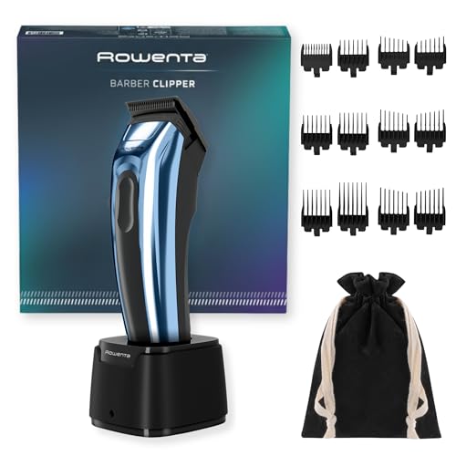 Barber Experience, cortapelos para hombre, cuchilla XL, Recubrimiento de carbono tipo diamante (DLC), Gran autonomía, Incluye bolsa para guardar las cuchillas, TN1580OM