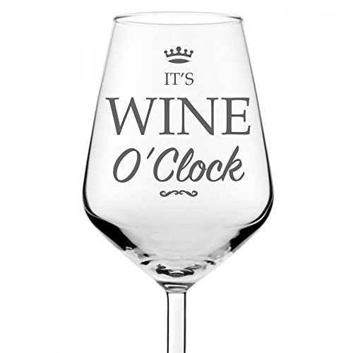 FLOW Barware It's Wine O'Clock Wine Glass 350ml Fun Novelty Wine