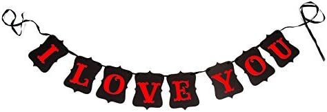 I Love You Banner Bunting Red and Black with Black Ribbon for telling that special someone they are LOVED!