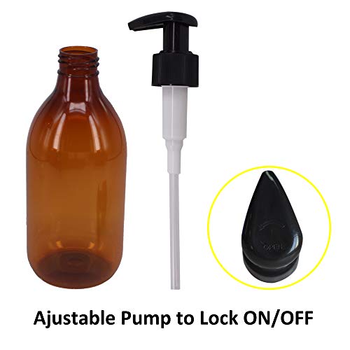 8 Pack 8OZ Empty Plastic Pump Lotion Bottles With 1 Pen, Labels & Silicone Funnel, Amber Color Lotion Dispenser With Locking Lotion Pump For Body Wash, Shampoo, Massage Lotion, Gel by ZMYBCPACK