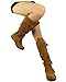 Womens Knee High Boots Ruched Leather Buckles Knitted Calf