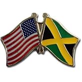 USA and Jamaica Flag Die-struck Metal Friendship Lapel Pin with Butterfly Clasp Closure