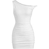 SOLY HUX Women's Summer Mini Dresses Off The Shoulder Ruched Bodycon Graduation Dress Sexy Going Out Party Club Outfits