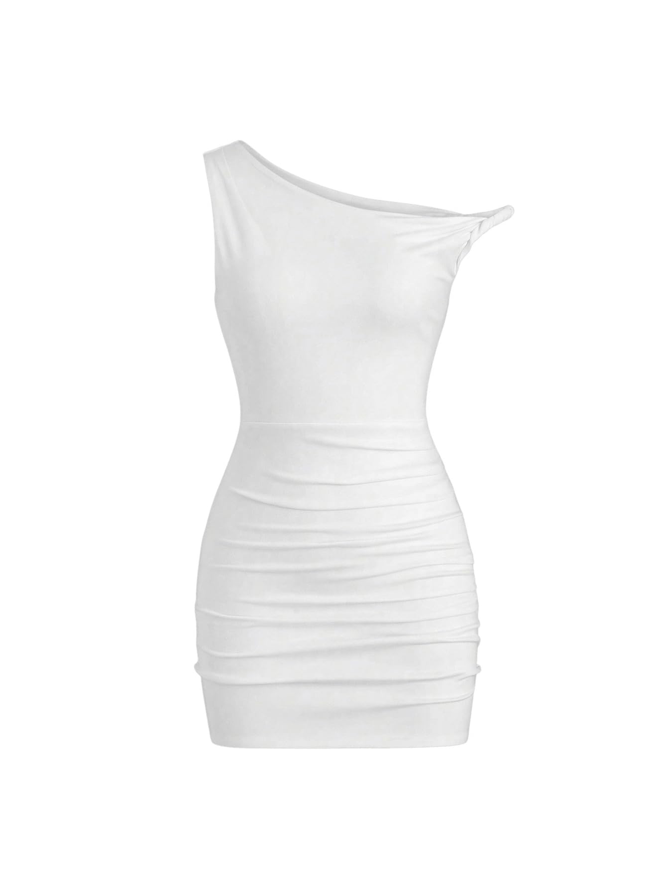 Photo 1 of SOLY HUX Women's Summer Mini Dresses Off The Shoulder Ruched Bodycon Graduation Dress Sexy Going Out Party Club Outfits Plain White S