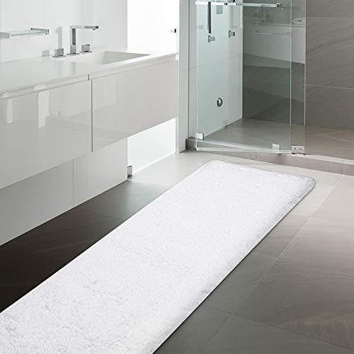 Sheepping Bath Rug Runner White Absorbent Long Bath Mat for Bathroom - Washable Non Slip Bath Mat Decorative Floor Mats Carpet for Bathroom - 59 x 20 inch