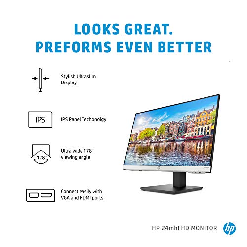 HP 24mh FHD Monitor Computer Monitor with 23.8Inch IPS Display