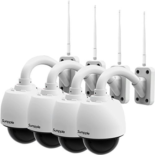Sumpple 4X WiFi Pan/Tilt PTZ 1280x960P 4X Optical Zoom with 64GB SD Card Outdoor Network Security Camera IP66 Waterproof, Video Record, Day/Night, Email Alert, Motion Detection for IOS, Android or PC