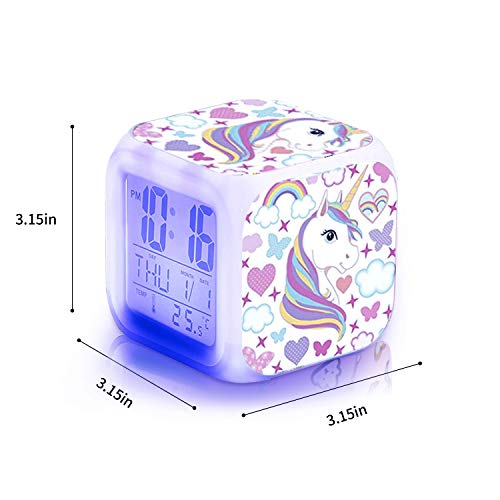 Unicorn Alarm Clocks for girls,7in1 Night Light Kids Alarm Clocks