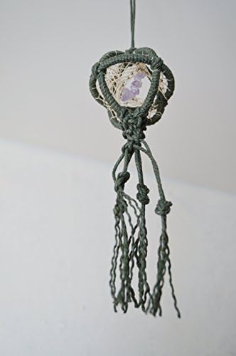 Amethyst Green Macrame Rear View Mirror 3D Dream Catcher Handmade