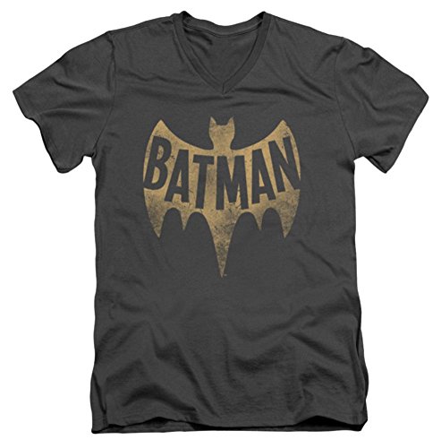 Batman Classic TV Vintage Logo Slim Fit V-Neck T-Shirt