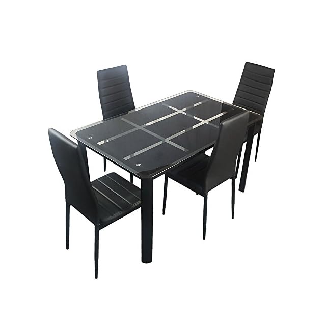 Bonnlo 5 Pieces Dining Table Set for 4 Glass Top Modern Dining Table