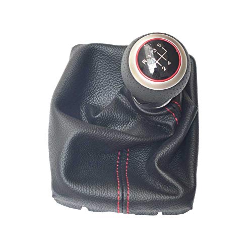 HITSAN INCORPORATION Manual 5/6 Speed Car Gear Shift Knob Lever Stick Pen Handle Head Red line For Audi A4 S4 B8 8K A5 8T Q5 8R S Line 07-15 Color Name 5 Speed with boot