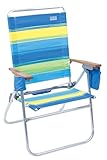Rio Beach Hi-Boy Beach Chair, Blue/Green/Yellow Stripe