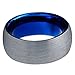 Charming Jewelers Tungsten Wedding Band Ring 8mm for Men Women Comfort Fit Blue Round Domed Brushed
