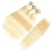 613 Blonde Malaysian Straight Hair Bundles With Frontal 613 Platinum Blonde Human Hair 3 Bundles With Lace Frontal Remy Extension Can Be Dyed (121212+10 inch, bundles with closure)