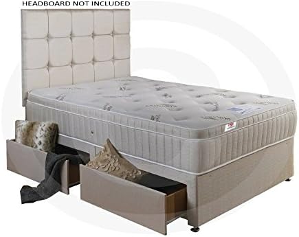 Bed Centre Serenity Divan Bed with Memory Foam Topper Mattress and 2 Drawers No Headboard KING SIZE (5'0)