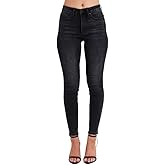 Judy Blue Black Color Mid Rise Tummy Control Skinny Jeans - High Waist, Comfortable Stretch and Flattering Fit - 88878