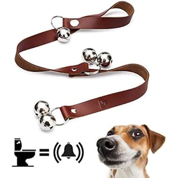 Dog Bells for Potty Training - Door Hanging Leather Sleigh Bell for Dogs Who Wants to Go Outside. Perfect Housetraining for Pooping Pets & Puppies in Your Bathroom