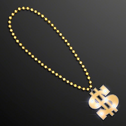 Light Up Dollar Sign Bling on Beads Novelty Necklace (Set of 12)