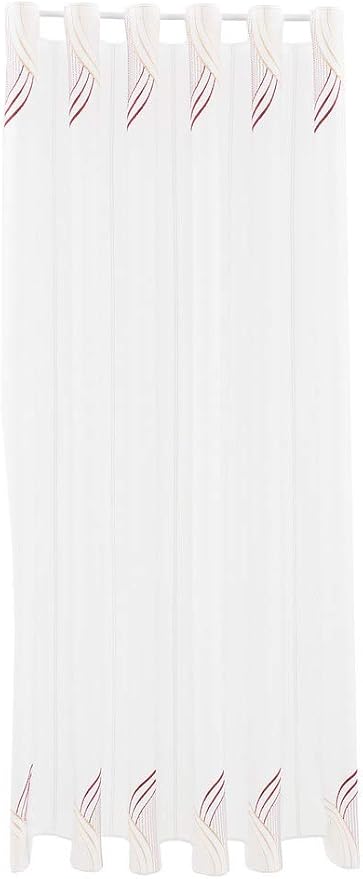 Scheibengardine Streifenmuster Welle 115 Cm Hoch Breite Der Gardine Durch Gekaufte Menge In 15 5 Cm Schritten Wahlbar Anfertigung Nach Mass Weiss Mit Rot Sekt Vorhang Kuche Wohnzimmer Amazon De Kuche Haushalt
