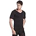 HÖTER Mens Slim and Tight Super Soft Compression & Slimming Shaper V-Neck Compression Shirt (A1-Black1(Advanced), L)
