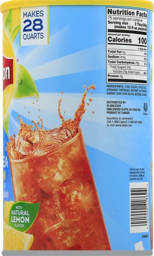 LIPTON LEMON POWDERED ICED TEA, SWEETENED, MAKES 28 QUARTS