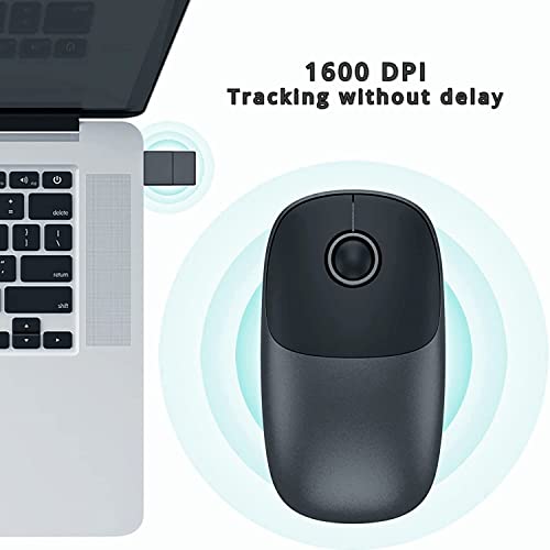 Wireless Mouse for Laptop, 2 in 1 Silent Mouse 2.4G Portable Optical Computer Mouse with USB & Type-C Receiver, 1600 DPI for Mac, iPad Phone,iMac, 2012 & Newer Mac Devices (Grey)