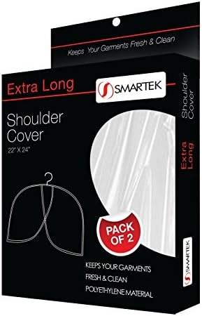Smartek Extra Long Clear Vinyl Durable Shoulder Covers For Suits &amp; Clothing Closet Organizer set of 6