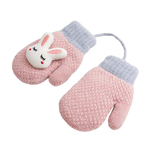 Toddler Baby Knitted Gloves Cute Winter Fleece Ski Mittens Xmas Gift for Kids - Thumbnail 2