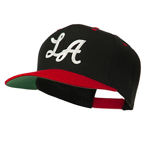 LA Embroidered Snapback Cap - Black Red OSFM