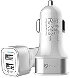 Stalion 2-Port USB Dual Rapid Travel Vehicle Car Charger for iPhone 6 6s 7 Plus Samsung Galaxy S7 S6 Edge+ Universal Smartphones & Tablets (White)