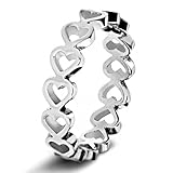 Women's Stainless Steel Open Heart Eternity Ring (5 mm) - Sizes 5-9