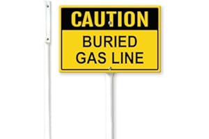 Ymaotrade Caution Buried Gas Line Yard Sign with Stakes 12in×8in, Sturdy Aluminum Yard Signs Weatherproof, Caution Security S