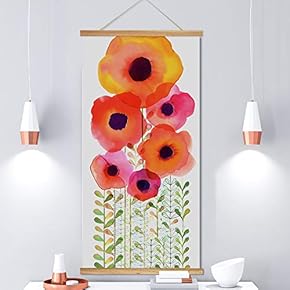Hanging Poster Wooden Framed Beautiful Flowers Theme Home Wall Canvas Prints Ready to Hang - 18"x36"