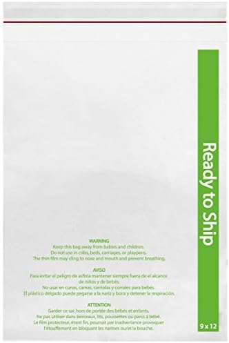 400 Clear 9x12 Peel and Seal 1.5 Mil Poly Bags with Suffocation Warning Print (400 PK: 9x12)