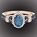 WillowswayW Women Oval Shiny Blue Rhinestone Bride Engagement Wedding Ring Fashion Jewelry Gift