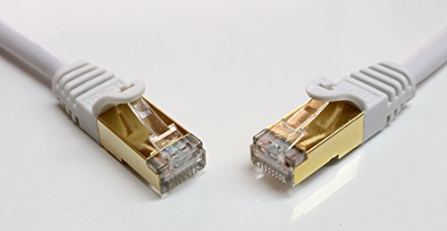 Tera Grand - Premium CAT7 Double Shielded 10 Gigabit 600MHz Ethernet Patch Cable for Modem Router LAN Network - Built with Gold Plated & Shielded RJ45 Connectors, 14 Feet White - Thumbnail 2