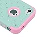 Majesticase® iPhone 4/4S Case - 3 Layers Diamante Bling Crystals Full Body Hybrid Armor Protection Cover + FREE Stylus in Green/Pink