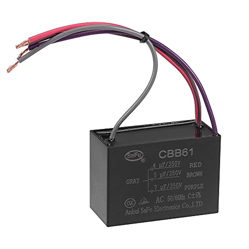 uxcell Ceiling Fan Capacitor CBB61 4/5/7uF 350V AC 4 Wires Metallized Polypropylene Film Capacitor 58x40x28mm for Electric Fan Pump Motor Generator: Industrial & Scientific