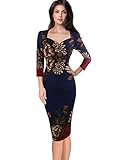 Vfemage Womens Elegant Flower Print Casual Party Cocktail Bodycon Dress