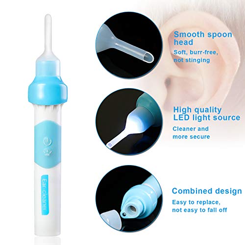 Ear Wax Removal Kit, Ear Cleaner, Portable Automatic Electric Vacuum Ear Wax, Ear Vacuum Cleaner Easy Earwax Remover Soft Prevent Ear-Pick Clean Tools Set, Safe and Comfortable for Adults Kids