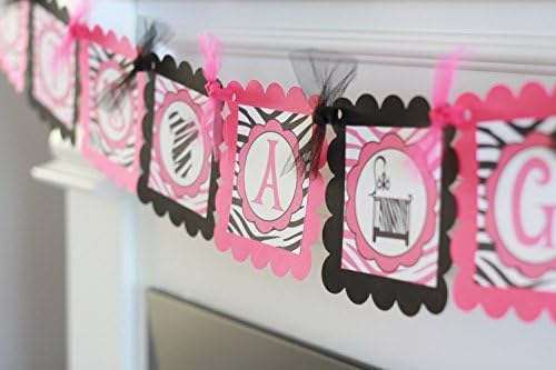 Funky Mom Zebra Animal Print Hot Pink &amp; Black Baby Shower "It's A Girl" Crib Bodysuit Baby Theme Banner - Party Pack Specials &amp; Matching Items Available