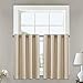 NICETOWN Farmhouse Style Tiers Curtains for Kitchen Window, Room Darkening Thermal Insulated Window Treatment Drapes for Loft/Basement (Biscotti Beige, 2 Panels, 52W by 24L with 1.2 inches Header)