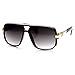 zeroUV - Classic Square Frame Plastic Flat Top Aviator Sunglasses (Black Gold)