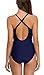ALove Women Twist Cross One Piece Swimsuit V Neck Bathing Suits Swimwear XXL Aqua-Navy