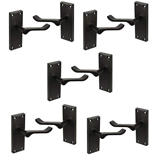 HANDLESTORE Victorian Scroll Door Handles on Backplate Matt Black Finish Latch Set (5 Pack)