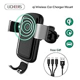 licheers Wireless Car Charger Mount, Adjustable Gravity Air Vent Phone HolderHolder Compatible iPhone Xs Max iPhoneX iPhone8 Samsung Galaxy S8, S8 Plus,S7 Edge, S6Plus, Note 8 Qi Certified(Black)