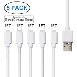 Short USB Charging Cables (5 Pack 1FT) Compatible with All Charging Station, Pezin & Hulin Fast Charging Syncing Cables Compatible for Cell Phone Xs MAX XR X 8 8 Plus 7 7 Plus 6s 6s Plus 6 6 Plus and