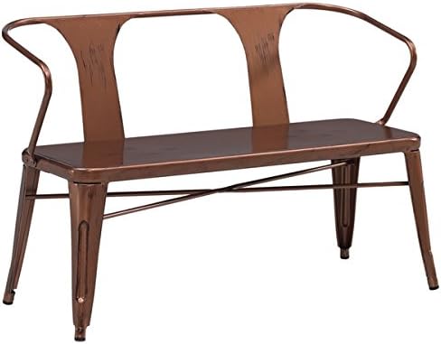 Vintage Metal Bench with Back. Spruce up Your Foyer or Backyard with This Vintage Style Metal Bench. This Indoor/outdoor Metal Bench Has a Scratch-resistant Powder Coat Finish. (Brushed Copper Metal)