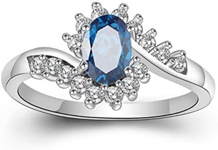 Missrui 18ct Gold Plated Oval Blue Sapphire Princess Crown Ring Women Girl Austrian Crystal